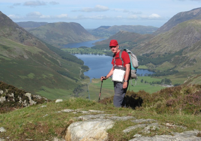 Near Haystacks and the outflow from Blackbeck Tarn with Buttermere and Crummock Water 